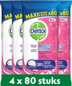 Dettol - Schoonmaakdoekjes - Power & Fresh - Kersenbloesem - 4 X 80 Stuks - Voordeelverpakking 16 Dettol - Schoonmaakdoekjes - Power & Fresh - Kersenbloesem - 4 X 80 Stuks - Voordeelverpakking -Lifestyle-Productwinkel 1016x1200