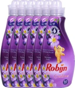 Robijn Creations Wasverzachter VOORDEELVERPAKKING 6X 1,25L. 300 Wasbeurten "Paarse Orchidee & Bosbessen" -Lifestyle-Productwinkel 1027x1200
