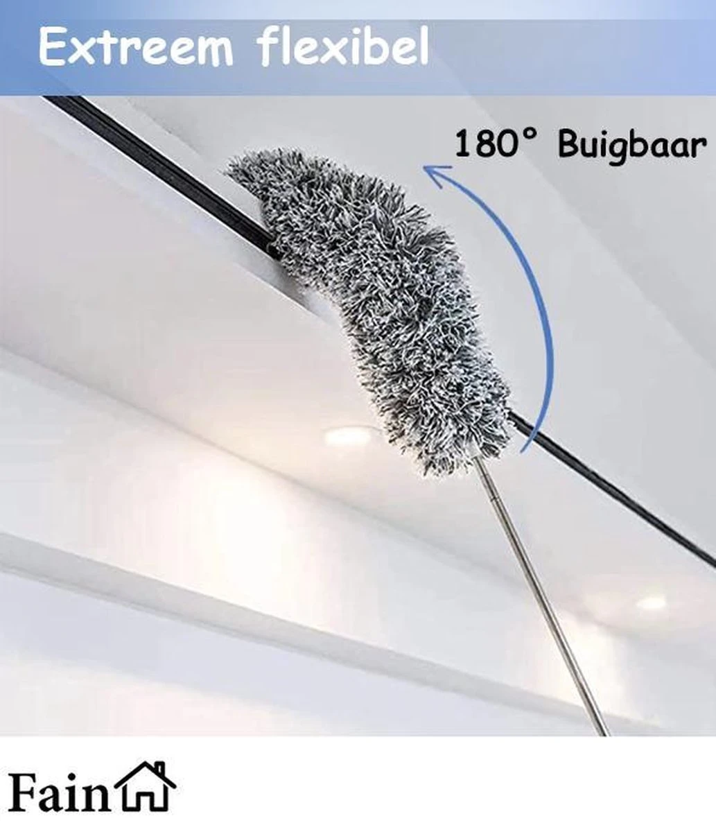 Fain® Plumeau Met Telescoopsteel – Grijs – 80 Tot 240 Cm - Uitschuifbaar – Wasbaar - Flexibel 360° Draaibaar – Duster - Microvezel Ragebol 14 Fain® Plumeau Met Telescoopsteel – Grijs – 80 Tot 240 Cm - Uitschuifbaar – Wasbaar - Flexibel 360° Draaibaar – Duster - Microvezel Ragebol - Afbeelding 12