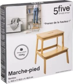 5Five - Bamboe Keukentrapje/opstapje Met 2 Treden 47 Cm - Keuken/badkamer Krukjes -Lifestyle-Productwinkel 1043x1200