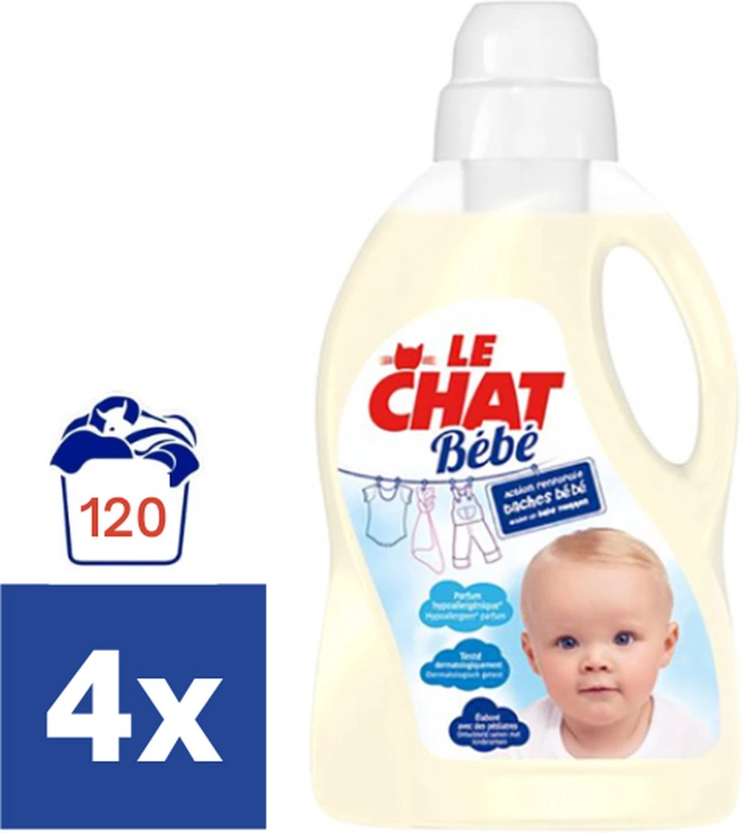 Le Chat Baby Vloeibaar Wasmiddel - 4 X 30 (120 Wasbeurten) 3 Le Chat Baby Vloeibaar Wasmiddel - 4 X 30 (120 Wasbeurten)