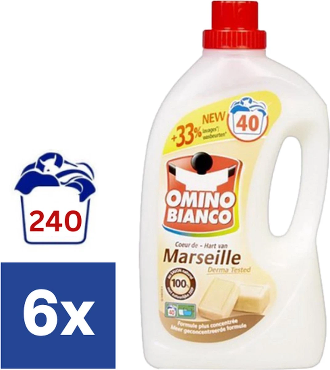 Omino Bianco Hart Van Marseille Vloeibaar Wasmiddel (Voordeelverpakking) - 6 X 2l (240 Wasbeurten) 3 Omino Bianco Hart Van Marseille Vloeibaar Wasmiddel (Voordeelverpakking) - 6 X 2l (240 Wasbeurten)