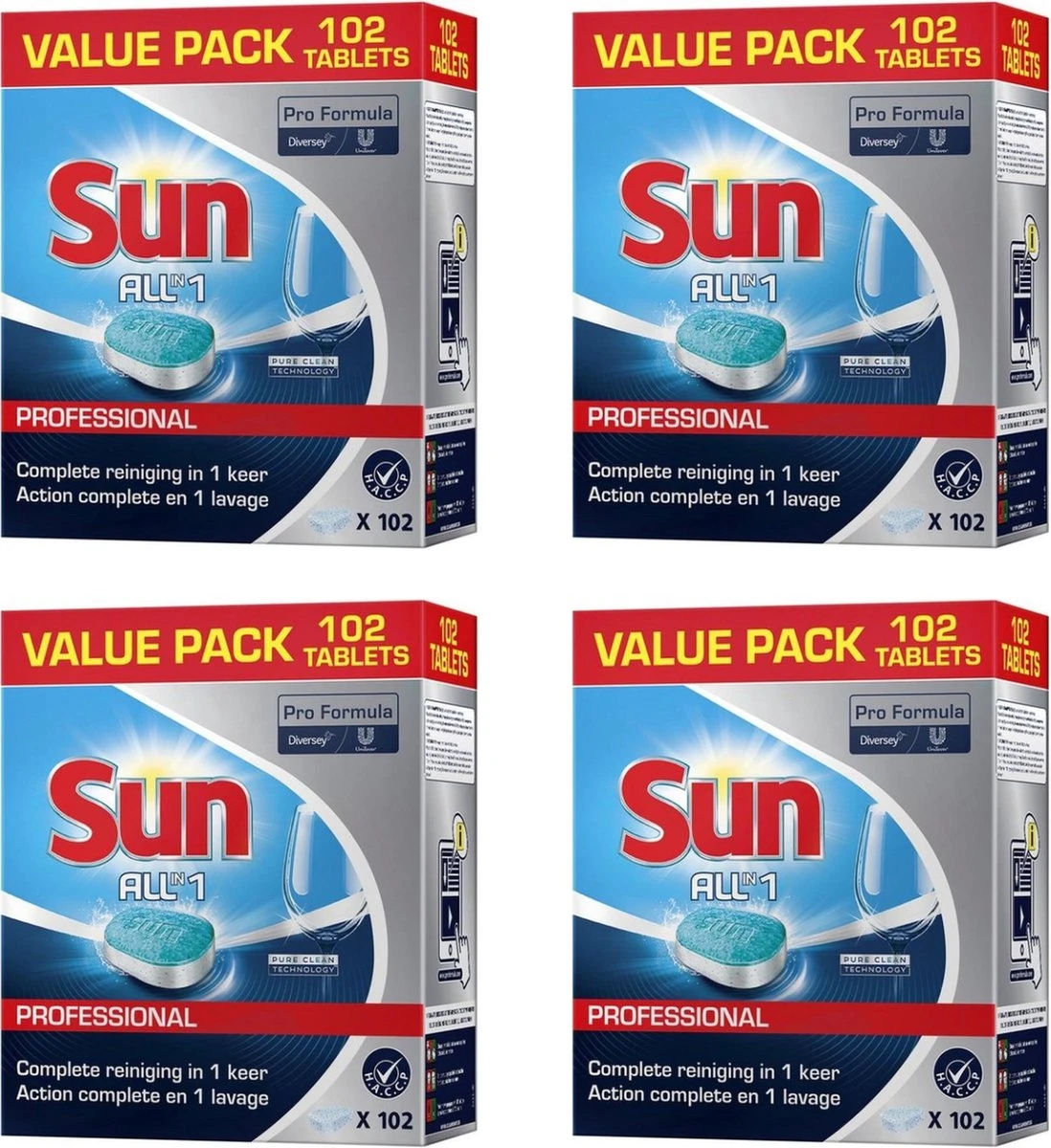 SUN® Sun Pro Formula All-in-1 Vaatwastabletten - Jaarbox - 4 X102 St 3 SUN® Sun Pro Formula All-in-1 Vaatwastabletten - Jaarbox - 4 X102 St