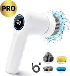 MostEssential Premium Elektrische Schoonmaakborstel 2023 Model – Elektrische Schrobber - Schrobborstel - Poetsmachine – Voor Badkamer Of Keuken - Inclusief 4 Borstelkoppen