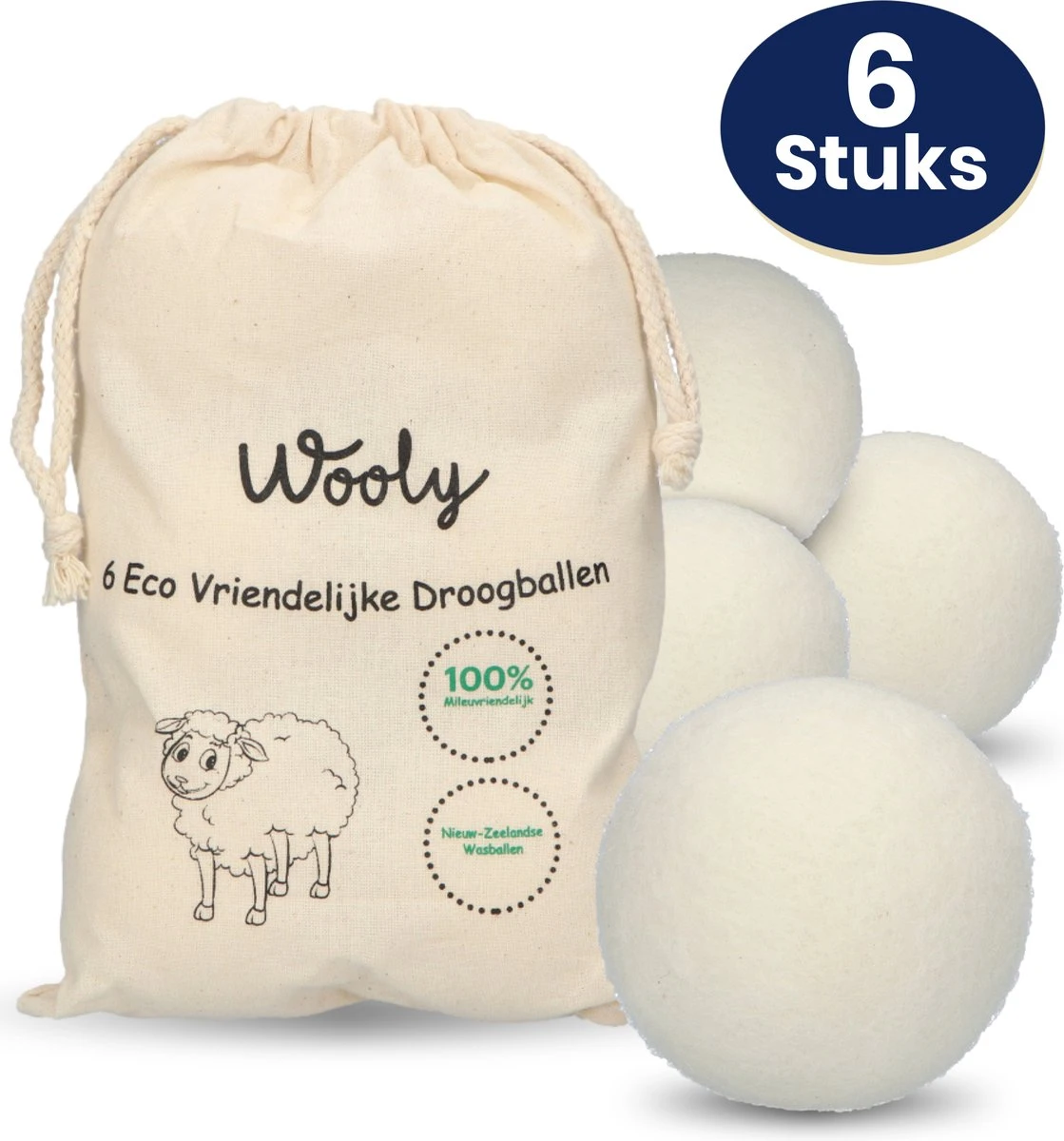 Wooly Drogerballen - 6 Wasdroger Ballen - Duurzaam - Wol - Herbruikbare Wasballen - Wasbol - Wasverzachter 3 Wooly Drogerballen - 6 Wasdroger Ballen - Duurzaam - Wol - Herbruikbare Wasballen - Wasbol - Wasverzachter