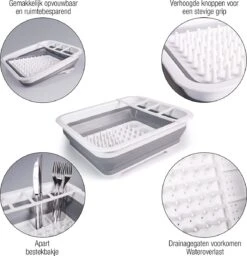 Amazy Afdruiprek Opvouwbaar & Bpa-vrij - Afdruiprek Voor Het Drogen Van Bestek, Borden, Glazen & Flessen - Afdruipmat In Grijs-wit Van Kunststof & Silicone Voor Gootsteen, Spoelbakken, Keuken -Lifestyle-Productwinkel 1160x1200