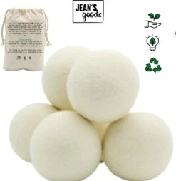 Jean's Goods Drogerballen - Droogballen - Wasdrogerballen - Wasdroger Ballen - Wasbol - Wasbollen - Wasballen - Energiebesparende Producten - Energiebesparend - Duurzaam Cadeau - RWS Wol - Zero Waste - Wasverzachter - Beige - 6 Stuks -Lifestyle-Productwinkel 1167x1200