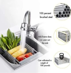 IBright Verstelbare Keukenrek - Gootsteen Mand - Afdruiprek – Vergiet – Verstelbaar In Lengte - Uitschuifbaar - RVS Grijs 24 IBright Verstelbare Keukenrek - Gootsteen Mand - Afdruiprek – Vergiet – Verstelbaar In Lengte - Uitschuifbaar - RVS Grijs -Lifestyle-Productwinkel 1174x1200