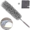 JUST23 Plumeau Uitschuifbaar Met Telescoopsteel – 60 Tot 140 Cm – Ragebol – Stoffer – Duster – Grijs – Incl. Microfiber Doek