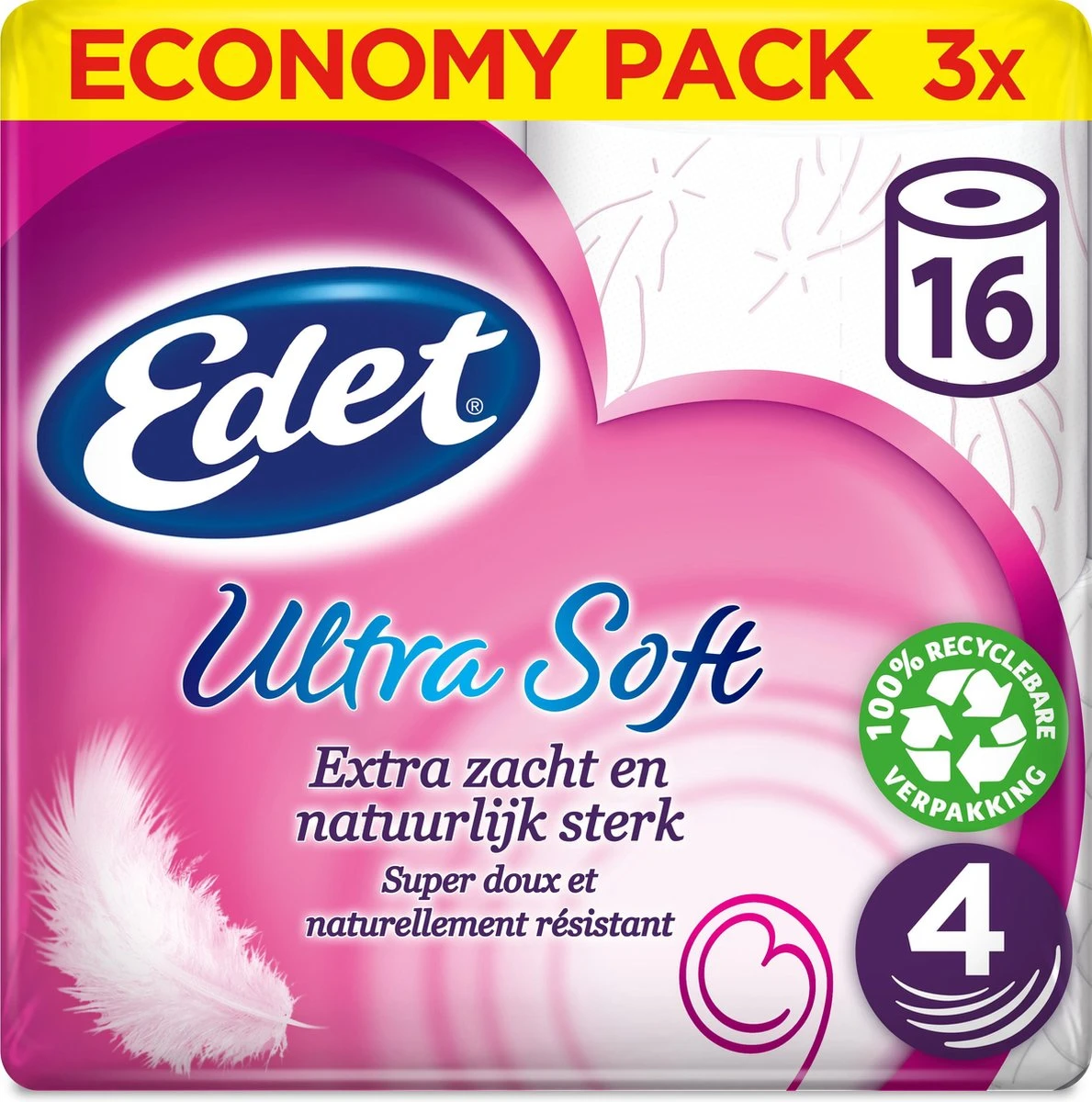 Edet Ultra Soft Wc Papier - 4-laags - 48 Rollen 3 Edet Ultra Soft Wc Papier - 4-laags - 48 Rollen