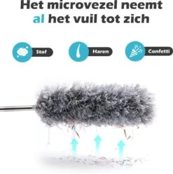 JUST23 Plumeau Uitschuifbaar Met Telescoopsteel – 60 Tot 140 Cm – Ragebol – Stoffer – Duster – Grijs – Incl. Microfiber Doek -Lifestyle-Productwinkel 1194x1200 9