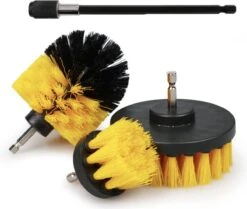 Merkloos 4-delige Borstelset Voor Boormachine - Inclusief Verlengstuk - Opzetborstels - Schrobborstel - Schuurborstel - Schoonmaakborstel - Tapijtreiniger - Brush - Geel - Gratis Verzending -Lifestyle-Productwinkel 1200x1016