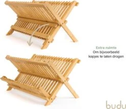 Budu Afdruiprek - Afdruiprekje Van Bamboe Hout - Afdruiprek Voor Afwas - Vaatwasrek - Keukenrek - Inklapbaar - Opvouwbaar - -Lifestyle-Productwinkel 1200x1037