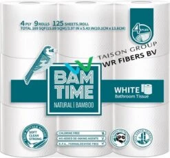BAMTIME BamboeTissuepapier 4-laags Wc Papier - Wit Color Gebleekt 27 (3*9) Rollen -Lifestyle-Productwinkel 1200x1115