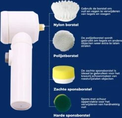 B-care Magic Brush - Elektrische Multifunctionele Schoonmaakborstel - 7 Opzetstukken - Wasborstel - Poetsmachine - Schrobborstel - Handborstel - Werkborstel - Schrobber - Boorborstel - Reinigingsborstel -Lifestyle-Productwinkel 1200x1156 6