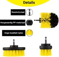 Merkloos 4-delige Borstelset Voor Boormachine - Inclusief Verlengstuk - Opzetborstels - Schrobborstel - Schuurborstel - Schoonmaakborstel - Tapijtreiniger - Brush - Geel - Gratis Verzending -Lifestyle-Productwinkel 1200x1156 7