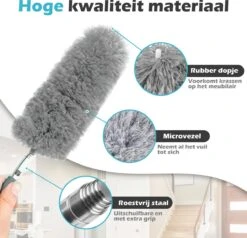 JUST23 Plumeau Uitschuifbaar Met Telescoopsteel – 60 Tot 140 Cm – Ragebol – Stoffer – Duster – Grijs – Incl. Microfiber Doek -Lifestyle-Productwinkel 1200x1156 8