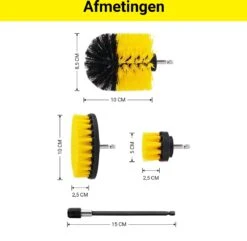 Merkloos 4-delige Borstelset Voor Boormachine - Inclusief Verlengstuk - Opzetborstels - Schrobborstel - Schuurborstel - Schoonmaakborstel - Tapijtreiniger - Brush - Geel - Gratis Verzending -Lifestyle-Productwinkel 1200x1170 6