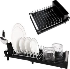 MIRI Afdruiprek – Afwasrek – Uitschuifbaar – Met Lekbak In Gootsteen – Afwas – Roestvrij Staal – Zwart -Lifestyle-Productwinkel 1200x1173 2