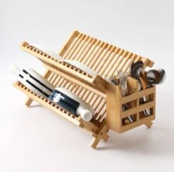 Merkloos Decopatent® Afdruiprek Voor Afwas - Bamboe - Hout - Inklapbaar Afdruiprek - Afwasrekje Inclusief Bestekhouder - Afwas Druiprek -Lifestyle-Productwinkel 1200x1190 1