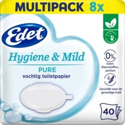 Edet Pure Vochtig Toiletpapier - 8 X 40 Stuks - Halfjaar Voorraad