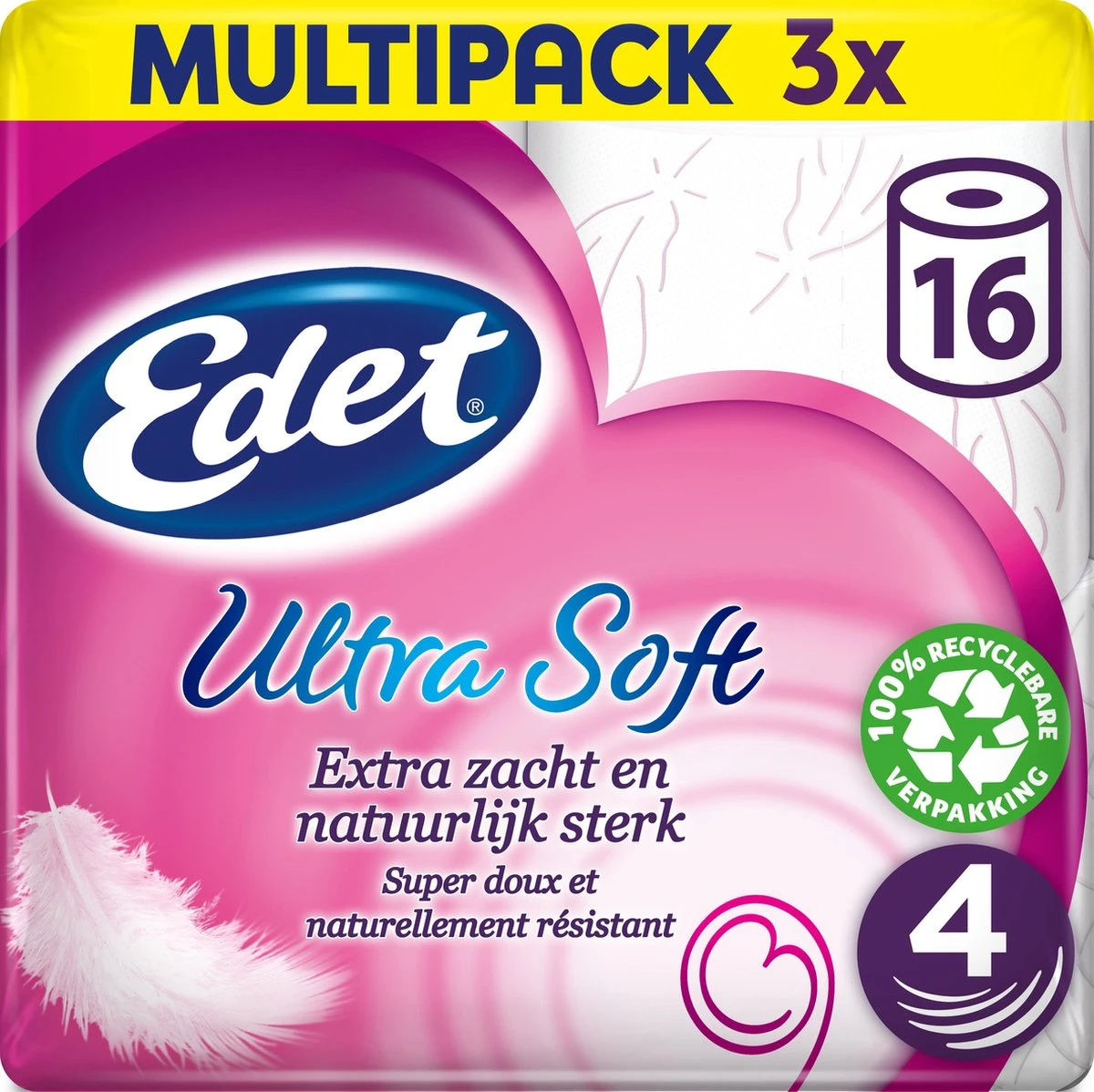 Edet Ultra Soft Wc Papier - 4-laags - 48 Rollen 5 Edet Ultra Soft Wc Papier - 4-laags - 48 Rollen - Afbeelding 3