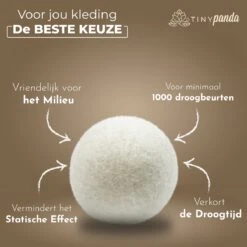 Merkloos Droger Ballen XL 6 Stuks Inclusief Lavendelolie – Zero Waste Dryer Balls - Duurzaam – Wasverzachter – Herbruikbare Drogerballen – Droogt De Was Sneller – Tiny Panda -Lifestyle-Productwinkel 1200x1199 4