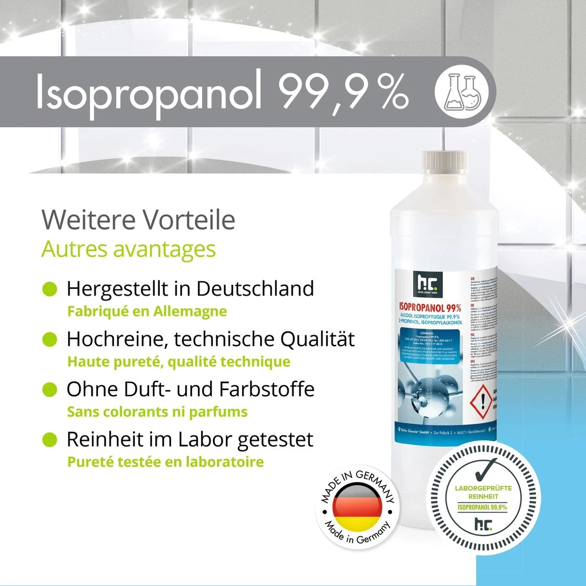 Isopropyl Alcohol - Isopropanol - IPA - Isopropyl - 99,9% Zuiver - 1000ml - Inclusief Trechter 6 Isopropyl Alcohol - Isopropanol - IPA - Isopropyl - 99,9% Zuiver - 1000ml - Inclusief Trechter - Afbeelding 5