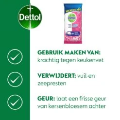 Dettol - Schoonmaakdoekjes - Power & Fresh - Kersenbloesem - 4 X 80 Stuks - Voordeelverpakking 17 Dettol - Schoonmaakdoekjes - Power & Fresh - Kersenbloesem - 4 X 80 Stuks - Voordeelverpakking -Lifestyle-Productwinkel 1200x1200 1059