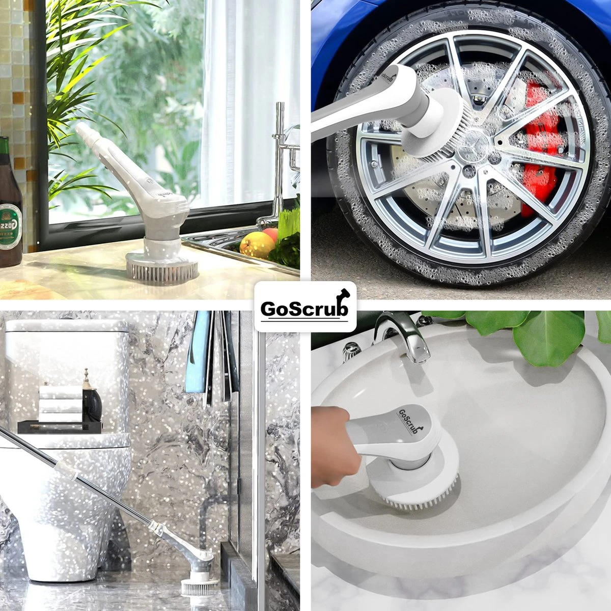 GoScrub® Elektrische Schoonmaakborstel – Elektrische Schrobber - Schrobborstel – Voor Badkamer Of Keuken – Schrobber Met Steel – Luiwagen – Polijstmachine - Poetsmachine Met 10 Opzetstukken 4 GoScrub® Elektrische Schoonmaakborstel – Elektrische Schrobber - Schrobborstel – Voor Badkamer Of Keuken – Schrobber Met Steel – Luiwagen – Polijstmachine - Poetsmachine Met 10 Opzetstukken - Afbeelding 2