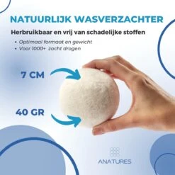 ANATURES Wollen XL Drogerballen 6 Stuks In Opbergmand – Herbruikbare Droogballen Wasdroger – Nieuw Zeelands RWS Schaapswol - Wasdrogerballen Duurzaam – Natuurlijke Wasverzachter -Lifestyle-Productwinkel 1200x1200 488