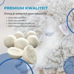 ANATURES Wollen XL Drogerballen 6 Stuks In Opbergmand – Herbruikbare Droogballen Wasdroger – Nieuw Zeelands RWS Schaapswol - Wasdrogerballen Duurzaam – Natuurlijke Wasverzachter -Lifestyle-Productwinkel 1200x1200 491