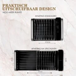 MIRI Afdruiprek – Afwasrek – Uitschuifbaar – Met Lekbak In Gootsteen – Afwas – Roestvrij Staal – Zwart -Lifestyle-Productwinkel 1200x1200 654