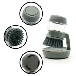 In Round Afwasborstel Met Zeepdispenser / Zeepreservoir – Inclusief Houder – Grijs – Afwas Borstel – Zeep Handborstel – Doseerpomp – Afwasmiddel Dispenser – Navulbaar -Lifestyle-Productwinkel 1200x1200 669