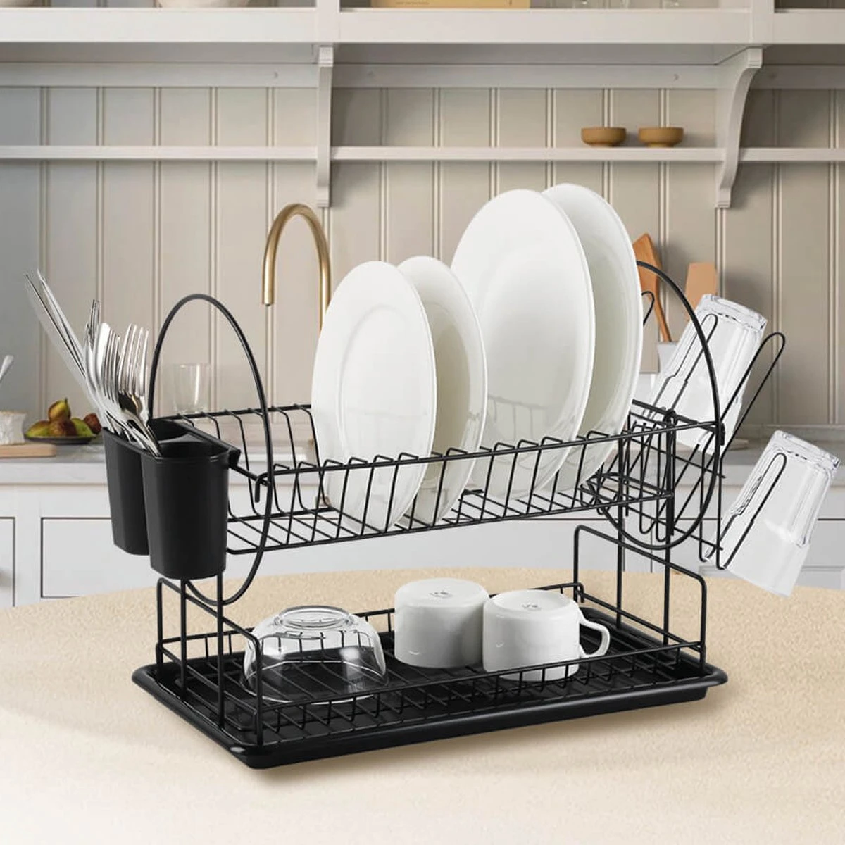 Maestro - Afdruiprek 2 Bestekrekken Wateropvangbak - 50cm 4 Maestro - Afdruiprek 2 Bestekrekken Wateropvangbak - 50cm - Afbeelding 2