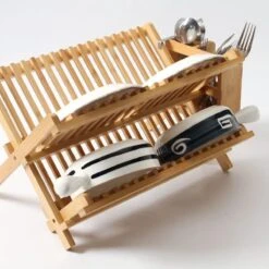 Merkloos Decopatent® Afdruiprek Voor Afwas - Bamboe - Hout - Inklapbaar Afdruiprek - Afwasrekje Inclusief Bestekhouder - Afwas Druiprek -Lifestyle-Productwinkel 1200x1200 920