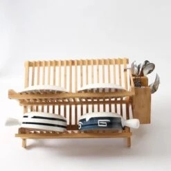 Merkloos Decopatent® Afdruiprek Voor Afwas - Bamboe - Hout - Inklapbaar Afdruiprek - Afwasrekje Inclusief Bestekhouder - Afwas Druiprek -Lifestyle-Productwinkel 1200x1200 921