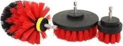 Kibani 3 Delige Borstelset Voor Boormachine - Rood - Voor Beton, Baksteen En Andere Ruwe Oppervlakken - Schrobborstel – Boorborstel – Schuurborstel - Borstel Boormachine – Schoonmaakborstel – Reinigingsborstel – Tapijtreiniger - Borstelset