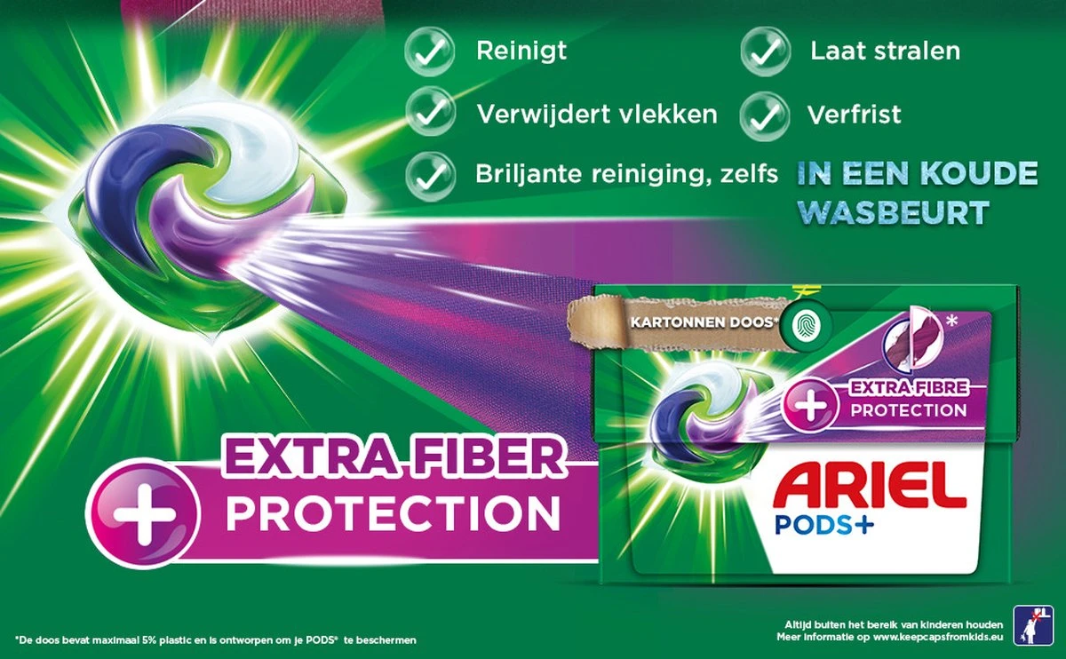 Ariel Wasmiddel Pods + Extra Vezelbescherming - Kleur - 28 Wasbeurten 10 Ariel Wasmiddel Pods + Extra Vezelbescherming - Kleur - 28 Wasbeurten - Afbeelding 8