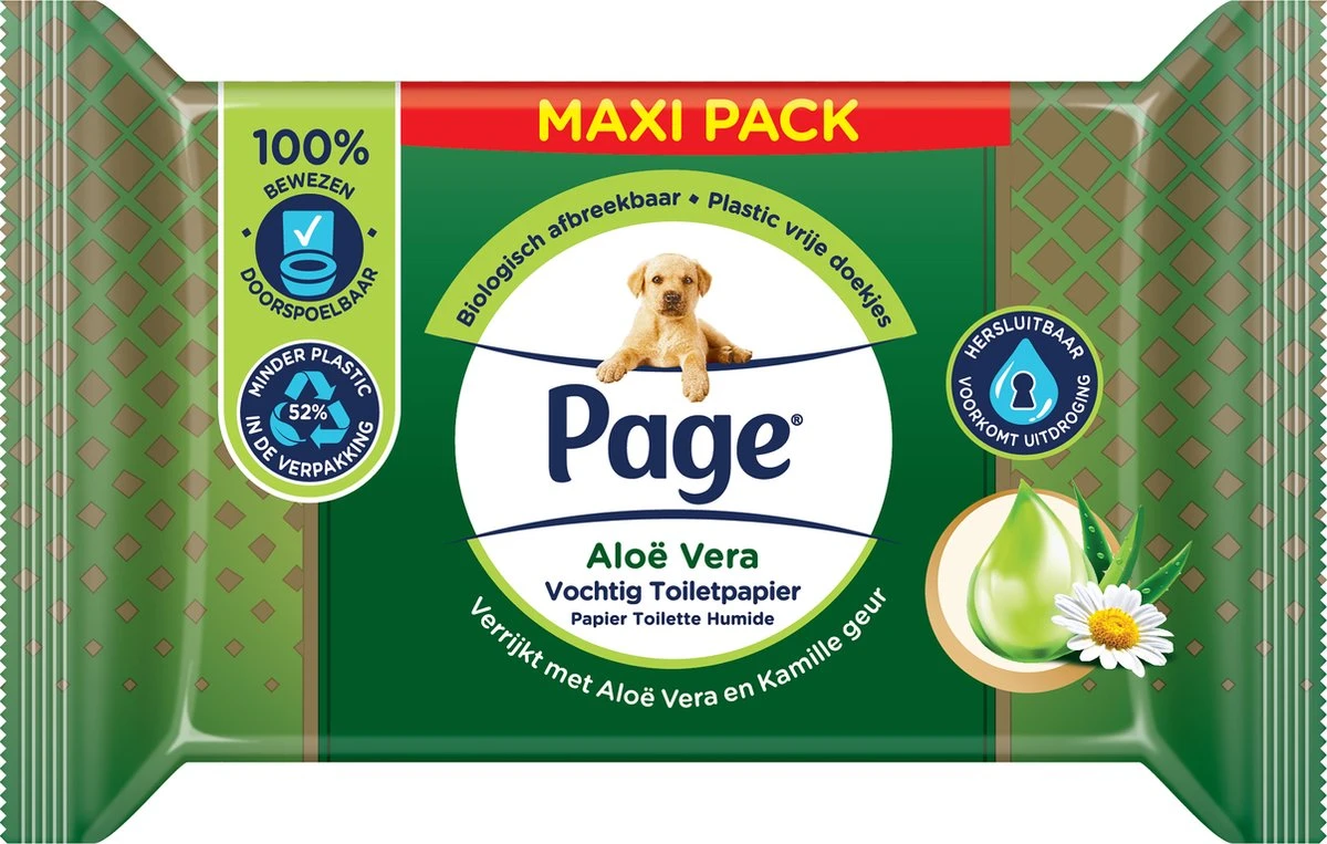 Page Vochtig Toiletpapier - 6 X 74 Stuks - Aloë Vera Maxi Vochtig Wc Papier - Voordeelverpakking 6 Page Vochtig Toiletpapier - 6 X 74 Stuks - Aloë Vera Maxi Vochtig Wc Papier - Voordeelverpakking - Afbeelding 4