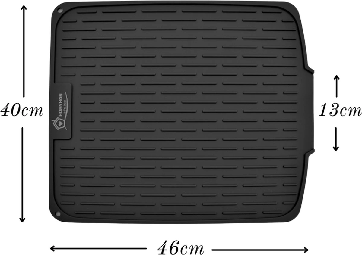 HOMYHON Afdruipmat -Afdruipmat Siliconen -Pannenonderzetter- Antislip -Hittebestendig - Aanrecht Mat -Siliconen Mat - 40 X 46 Cm - Zwart 4 HOMYHON Afdruipmat -Afdruipmat Siliconen -Pannenonderzetter- Antislip -Hittebestendig - Aanrecht Mat -Siliconen Mat - 40 X 46 Cm - Zwart - Afbeelding 2