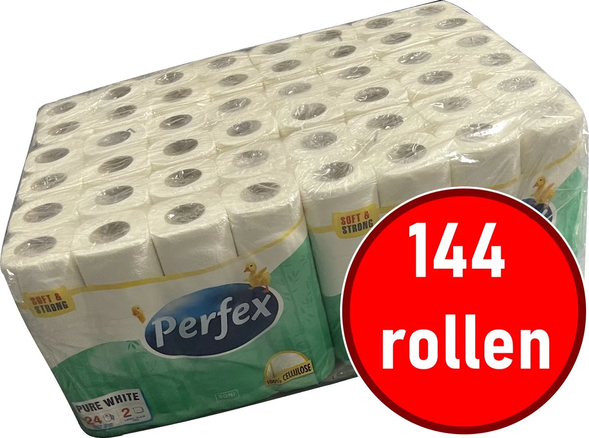Perfex Toiletpapier Pure White 2-Laags 24 Rollen X 6 Pak Mega Voordeelpak 144 Rollen 3 Perfex Toiletpapier Pure White 2-Laags 24 Rollen X 6 Pak Mega Voordeelpak 144 Rollen