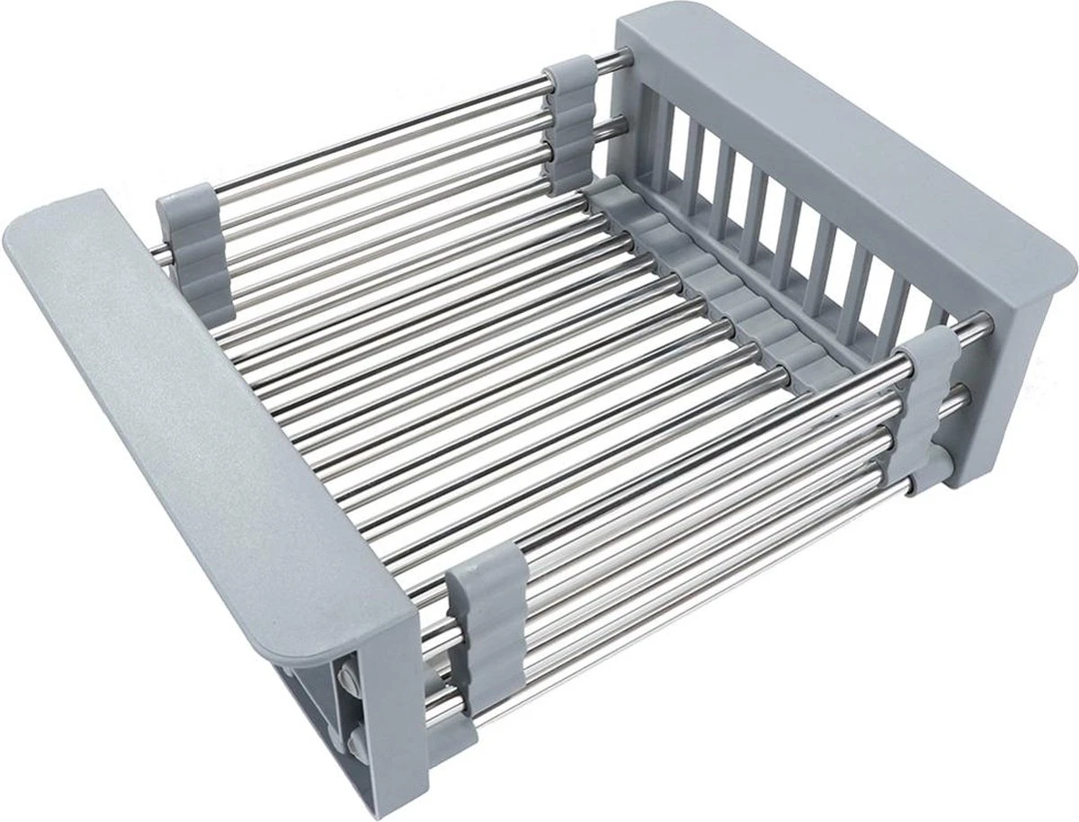 IBright Verstelbare Keukenrek - Gootsteen Mand - Afdruiprek – Vergiet – Verstelbaar In Lengte - Uitschuifbaar - RVS Grijs 9 IBright Verstelbare Keukenrek - Gootsteen Mand - Afdruiprek – Vergiet – Verstelbaar In Lengte - Uitschuifbaar - RVS Grijs - Afbeelding 7