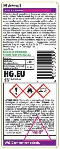 HG Vlekweg 2 - 50ml - Voor O.a. Vlekken Van Viltstift, Vet, Olie & Schoensmeer -Lifestyle-Productwinkel 483x1200