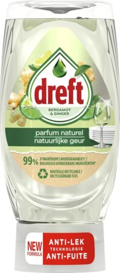 Dreft Natuurlijke Geur - Afwasmiddel - Bergamot & Gember - Ondersteboven Fles - Voordeelverpakking 8 X 370 Ml -Lifestyle-Productwinkel 526x1200