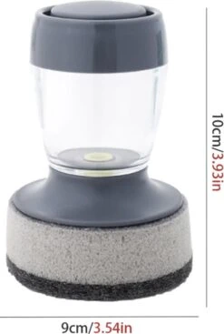 Afwasborstel Met Zeepdispenser – Met 3 Verschillende Opzet Stukken – Inclusief Houder – Grijs – Afwas Borstel Zeepreservoir – Zeep Handborstel – Doseerpomp – Afwasmiddel Dispenser – Navulbaar -Lifestyle-Productwinkel 808x1200 3