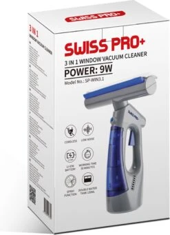 Swiss Pro+ Ruitenreiniger 3 In 1 WV 2 Blue Edition Window Vac - Ca. 120 M² - Waterzuiger - Incl. Smalle Zuigmond - Oplaadbaar - Raamwisser - Streeploos - Clicksystem - 2 Microvezeldoekjes - Met Sprayfunctie - Low Noise - Hepafilter -Lifestyle-Productwinkel 870x1200